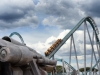 Rome, Italie. 6-2014. Le parc d'attraction CINECITTA WORLD.
--- Les montagnes russes du vaisseau spatial.

PHOTO : ERIC VANDEVILLE